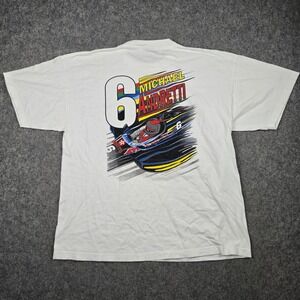 Vintage Michael Andretti Racing Shirt Mens XL White Graphic IndyCar 90s Racing